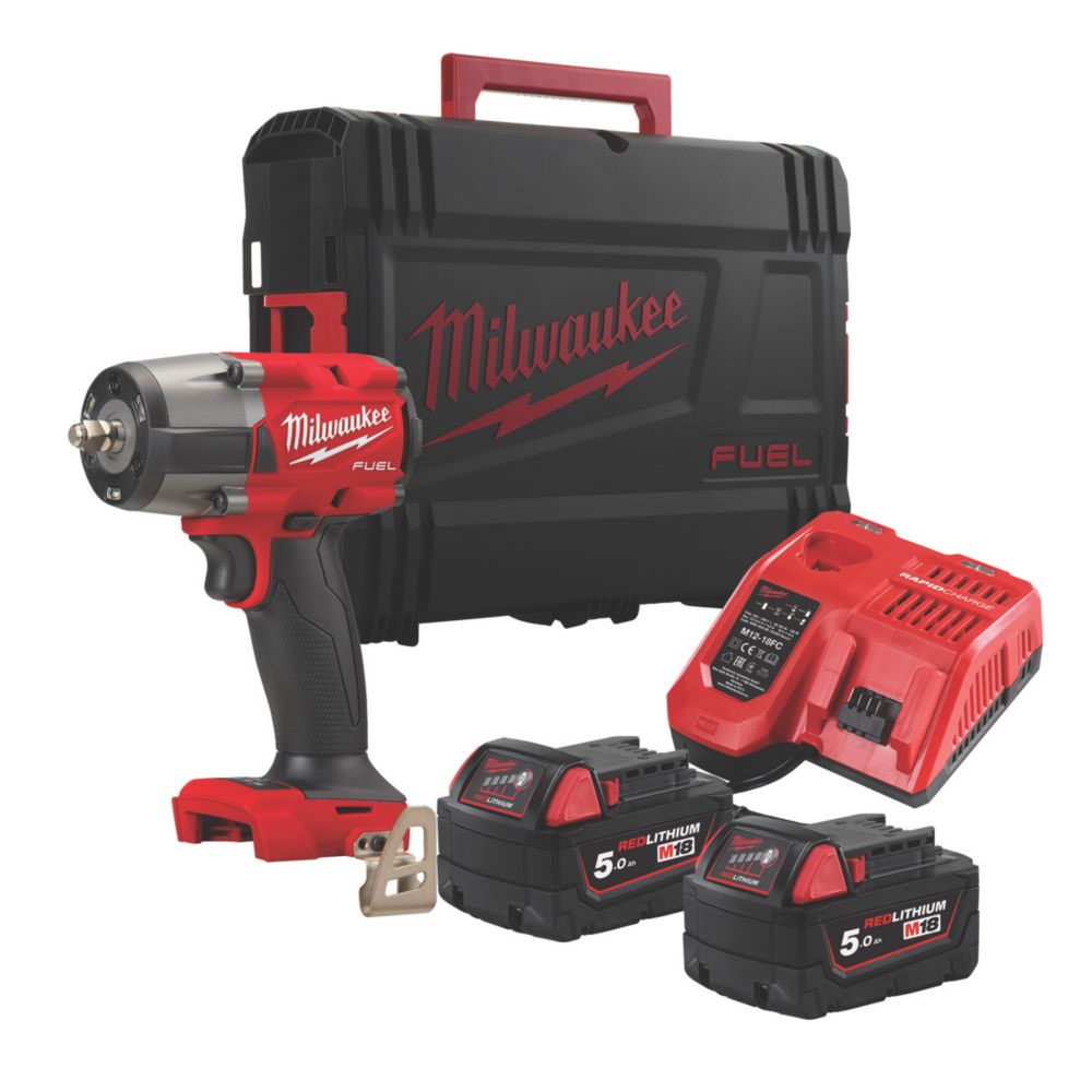 Milwaukee M18 FMTIW2F38-502X 18V x 5.0Ah Li-Ion RedLithium Brushless  Cordless Impact Wrench Screwfix