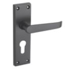 Designer Levers Victorian Fire Rated Long Straight Lever Euro Lock Door Handle Pair Matt Black