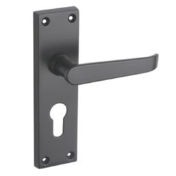 Designer Levers Victorian Fire Rated Long Straight Lever Euro Lock Door Handle Pair Matt Black