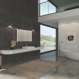 Sensio Ainsley 3-Door Mirrored Bathroom Cabinet & Bluetooth Speaker With 5400lm LED Light Grey Matt 1200mm x 130mm x 700mm