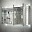 Sensio Ainsley 3-Door Mirrored Bathroom Cabinet & Bluetooth Speaker With 5400lm LED Light Grey Matt 1200mm x 130mm x 700mm