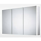 Sensio Ainsley 3-Door Mirrored Bathroom Cabinet With Bluetooth Speaker With 5400lm LED Light Grey Matt 1200mm x 130mm x 700mm