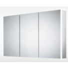 Sensio Ainsley 3-Door Mirrored Bathroom Cabinet & Bluetooth Speaker With 5400lm LED Light Grey Matt 1200mm x 130mm x 700mm