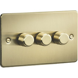 Knightsbridge  3-Gang 2-Way LED Intelligent Dimmer Switch  Brushed Brass