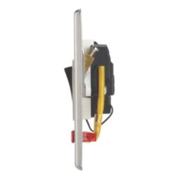 Contactum iConic 20A 1-Gang DP Control Switch Brushed Steel with Neon with White Inserts