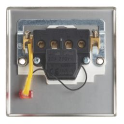 Contactum iConic 20A 1-Gang DP Control Switch Brushed Steel with Neon with White Inserts