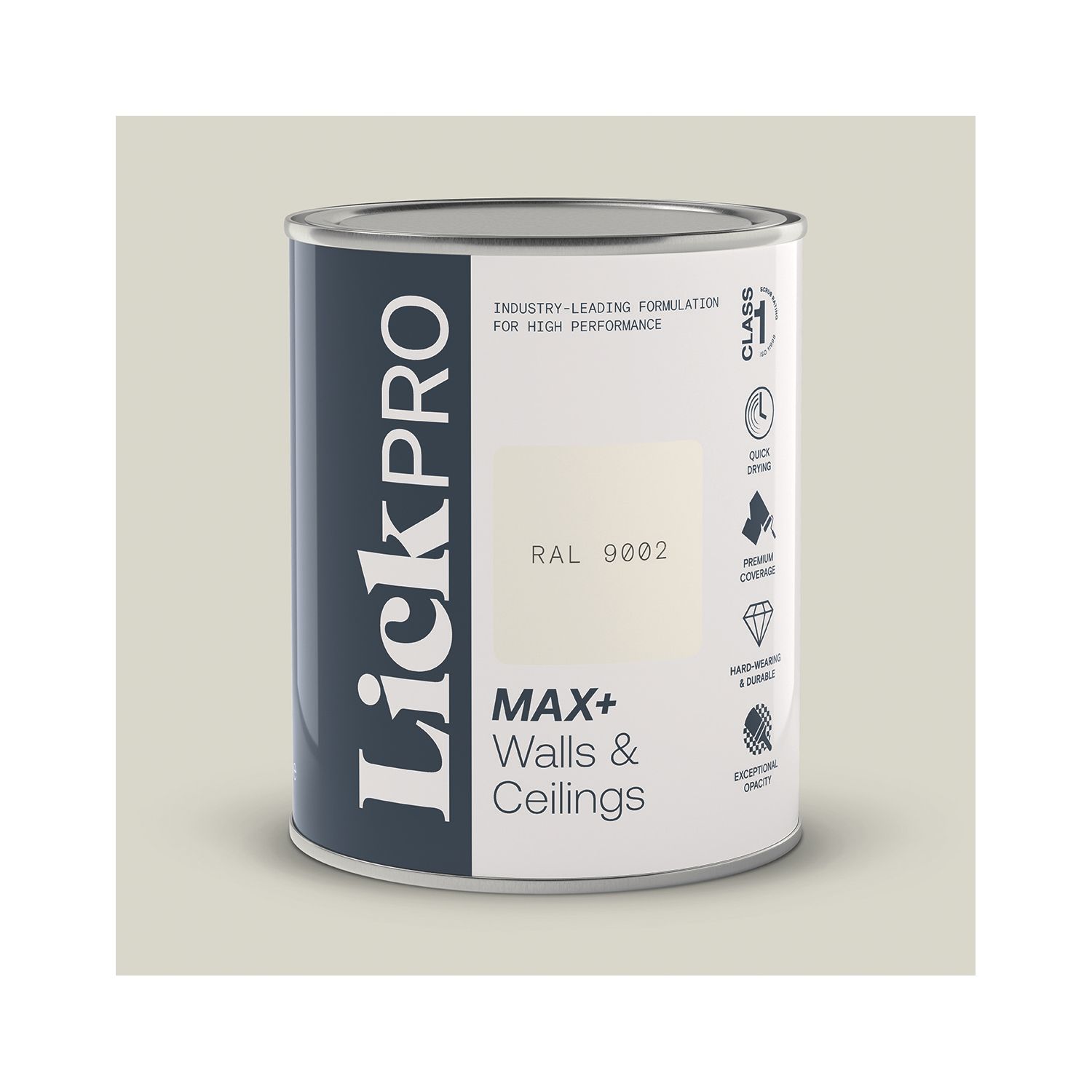LickPro Max+ 1Ltr Grey RAL 9002 Matt Emulsion Paint (505TM)
