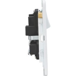 Knightsbridge  13A 2-Gang DP Combination Plate Matt White with White Inserts