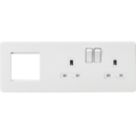 Knightsbridge  13A 2-Gang DP Combination Plate Matt White with White Inserts