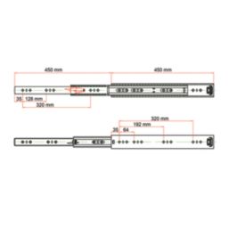 Essentials Steel Heavy Duty Self-Closing Ball Bearing Drawer Runners 450mm 2 Pack
