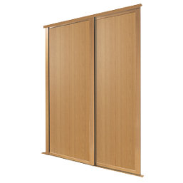 Spacepro Shaker 2-Door Panel Sliding Wardrobe Doors Oak Frame Oak Panel 1753mm x 2260mm