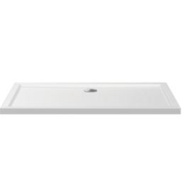 Milan Rectangular Bathroom Shower Tray & Waste White Gloss 1600mm x 700mm x 40mm