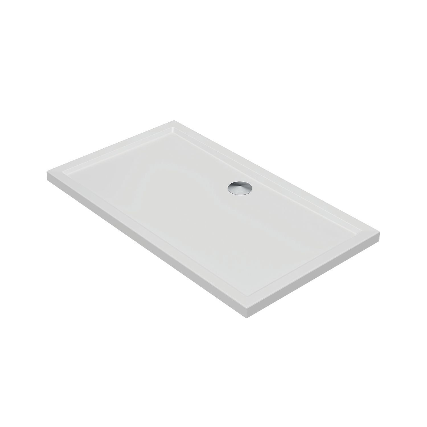 Milan Rectangular Bathroom Shower Tray & Waste White Gloss 1600mm x 700mm x 40mm (506AE)