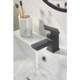 Bristan Cobalt Black 113mm Cloakroom Lever Mono Basin Mixer Tap  With Clicker Waste