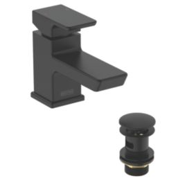 Bristan Cobalt Black 113mm Cloakroom Lever Mono Basin Mixer Tap  With Clicker Waste