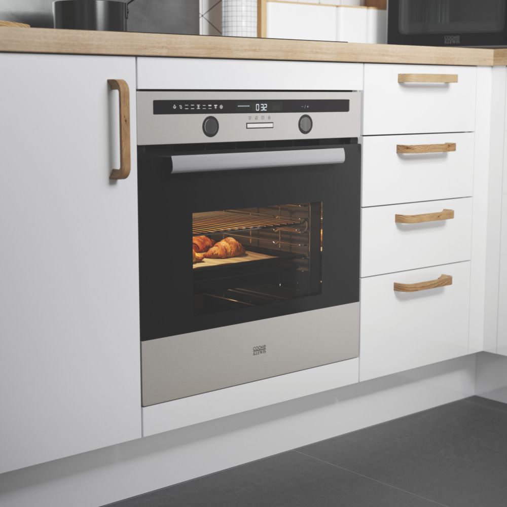 Cooke Lewis Built In Multifunction Oven Stainless Steel Black 595mm x 575mm Screwfix