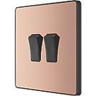 British General Evolve 20 A  16AX 2-Gang 2-Way Light Switch  Copper with Black Inserts