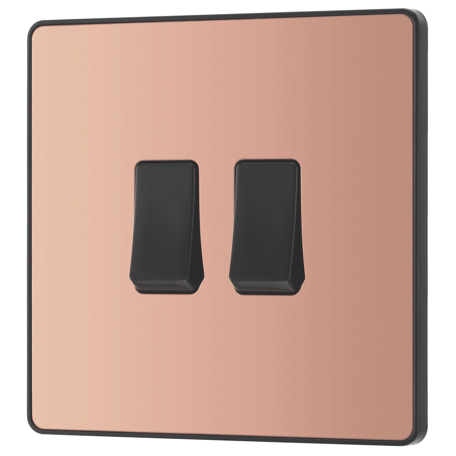 British General Evolve 20 A 16AX 2-Gang 2-Way Light Switch Copper with Black Inserts (506PY)