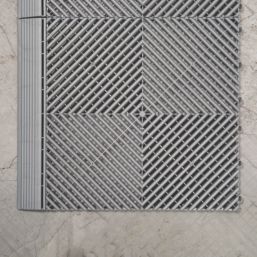 Swisstrax Ribtrax Pro Vented Garage Floor Tile Ramp Pearl Silver 400mm x 63mm 4 Pack