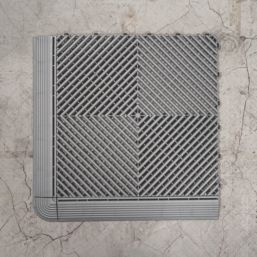 Swisstrax Ribtrax Pro Vented Garage Floor Tile Ramp Pearl Silver 400mm x 63mm 4 Pack