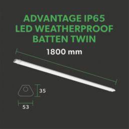 4lite Advantage Twin 6ft LED IP65 Batten 50W 6300lm 220-240V
