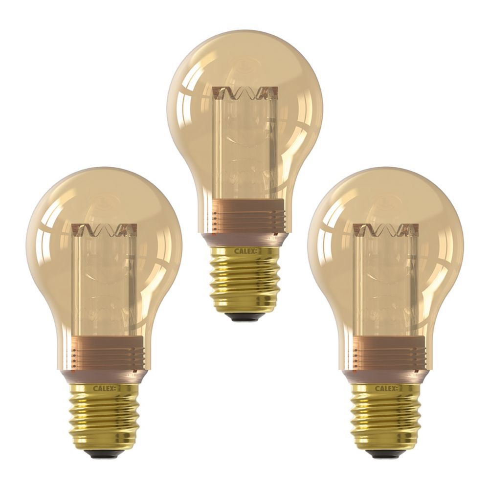 Calex Fiber Gold E27 A60 LED Light Bulb 120lm 4W 3 Pack Screwfix