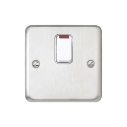 MK Contoura 20A 1-Gang DP Control Switch Brushed Stainless Steel with Neon with White Inserts