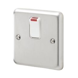 MK Contoura 20A 1-Gang DP Control Switch Brushed Stainless Steel with Neon with White Inserts