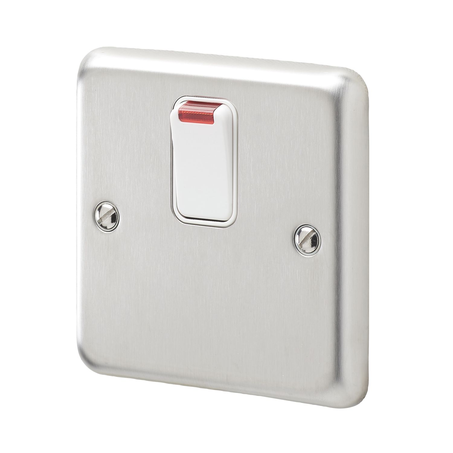 MK Contoura 20A 1-Gang DP Control Switch Brushed Stainless Steel with Neon with White Inserts (507RG)
