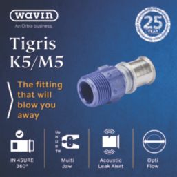 Wavin Tigris  Multi-Layer Composite Press-Fit Adapting Male Couplers 0.75" x 20mm 10 Pack