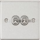 Knightsbridge  10AX 2-Gang 2-Way Light Switch  Brushed Chrome