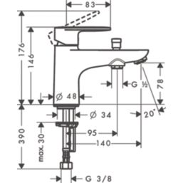 Hansgrohe Vernis Blend Monotrou  Chrome 146mm Deck Mounted Single Control Manual Shower Mixer Tap