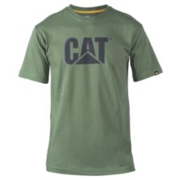 CAT Trademark Logo T-Shirt Short Sleeve Tee Shirts Dark Green Medium 38" Chest