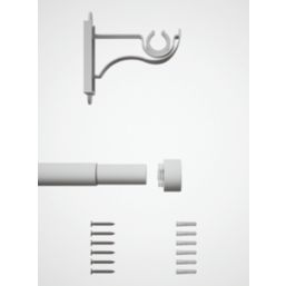 Rothley Matt White Extendable Curtain Pole with Stud Finials 28mm x 165-300cm