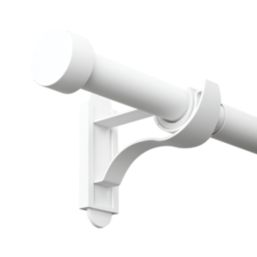 Rothley Matt White Extendable Curtain Pole with Stud Finials 28mm x 165-300cm