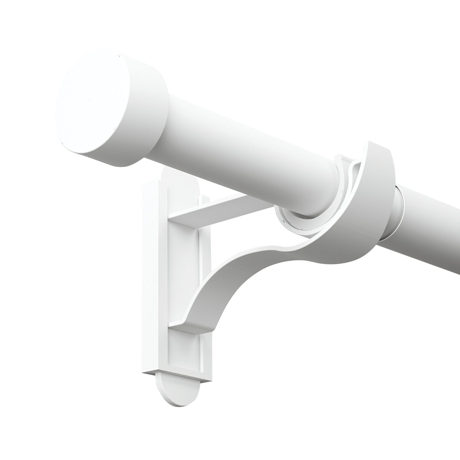 Rothley Matt White Extendable Curtain Pole with Stud Finials 28mm x 165-300cm (507YU)
