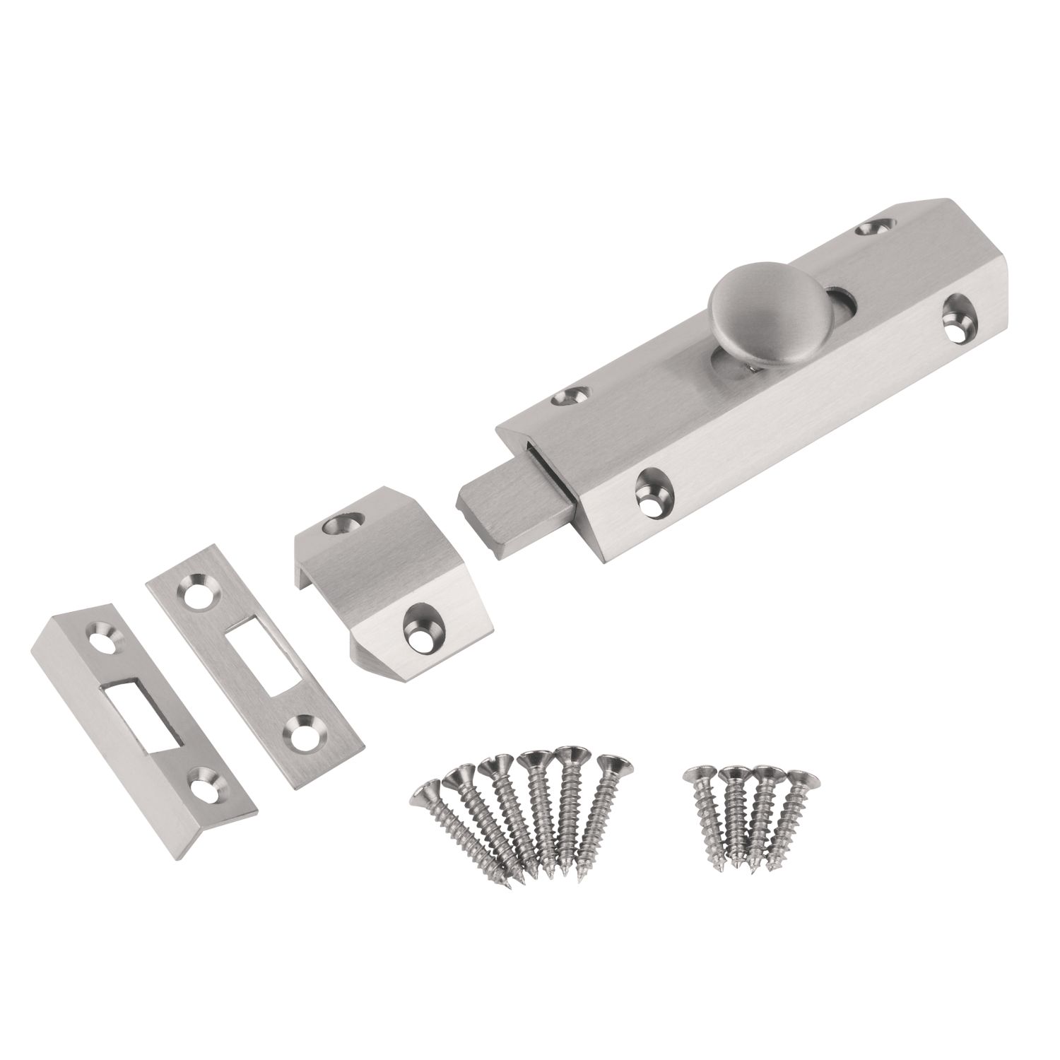 Smith & Locke Heavy Duty Surface Bolt Satin Chrome 102mm (5082J)