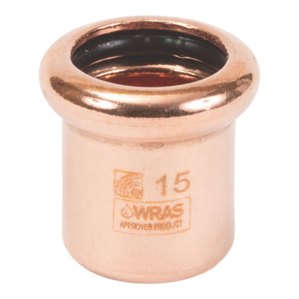 Flomasta Copper Press-Fit M-Profile Stop Ends 15mm 2 Pack - Screwfix