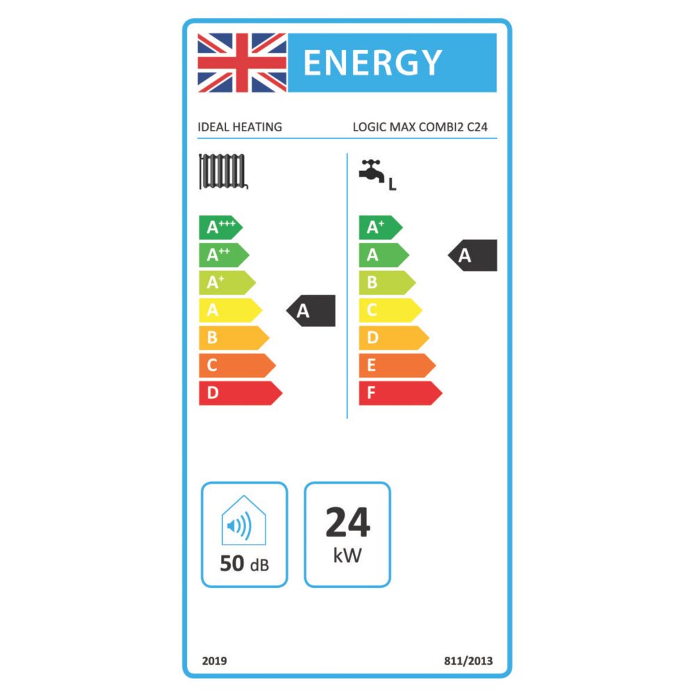 Ideal Heating Logic Max Combi2 C24 Gas Combi Boiler White - Screwfix