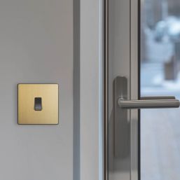 British General Evolve 10A 1-Gang 1-Way Press Switch Satin Brass with Black Inserts