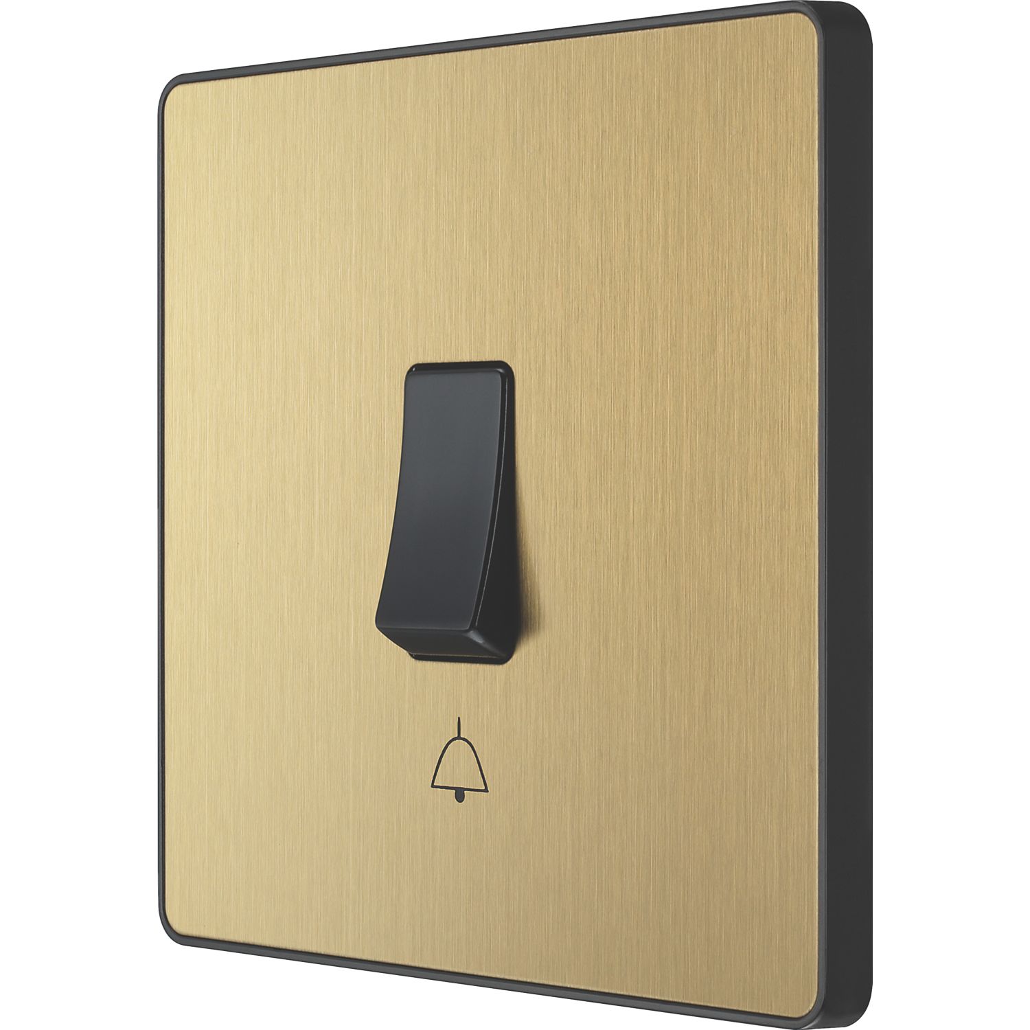 British General Evolve 10A 1-Gang 1-Way Press Switch Satin Brass with Black Inserts (508PY)