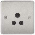 Knightsbridge  5A 1-Gang Unswitched Socket Brushed Chrome with Black Inserts