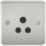 Knightsbridge  5A 1-Gang Unswitched Socket Brushed Chrome with Black Inserts