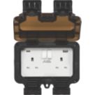 Knightsbridge  IP66 13A 2-Gang SP Weatherproof Outdoor Switched Socket with USB