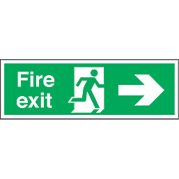 Non Photoluminescent "Fire Exit" Right Arrow Sign 150mm x 450mm