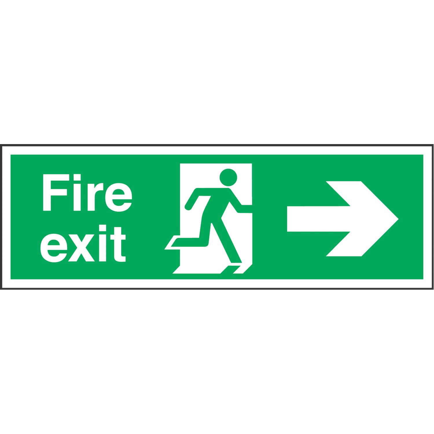 Non Photoluminescent "Fire Exit" Right Arrow Sign 150mm x 450mm (50967)