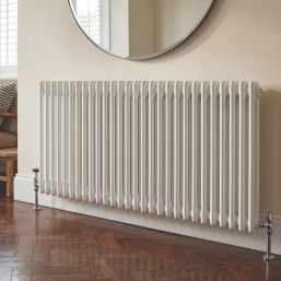 Flomasta 600mm x 1415mm 4978BTU White Horizontal 2 Column Radiator