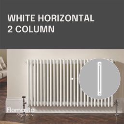 Flomasta 600mm x 1415mm 4978BTU White Horizontal 2 Column Radiator
