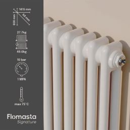 Flomasta 600mm x 1415mm 4978BTU White Horizontal 2 Column Radiator