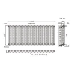 Flomasta 600mm x 1415mm 4978BTU White Horizontal 2 Column Radiator